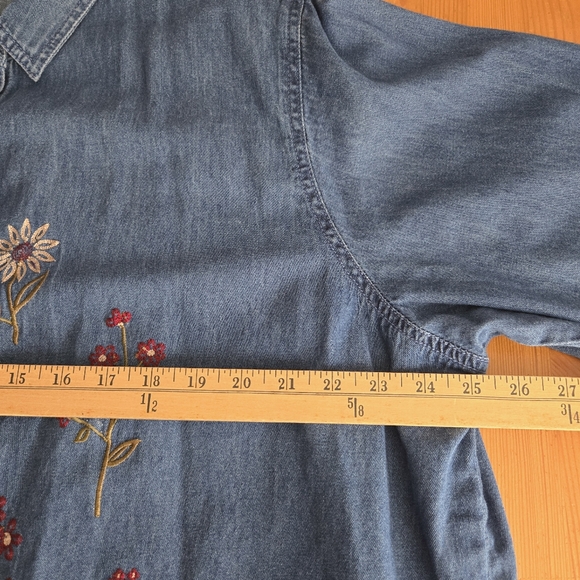 Vintage Cabin Creek Denim Embroidery Button Down Top Size 3X Gingham Cabincore - Picture 7 of 16